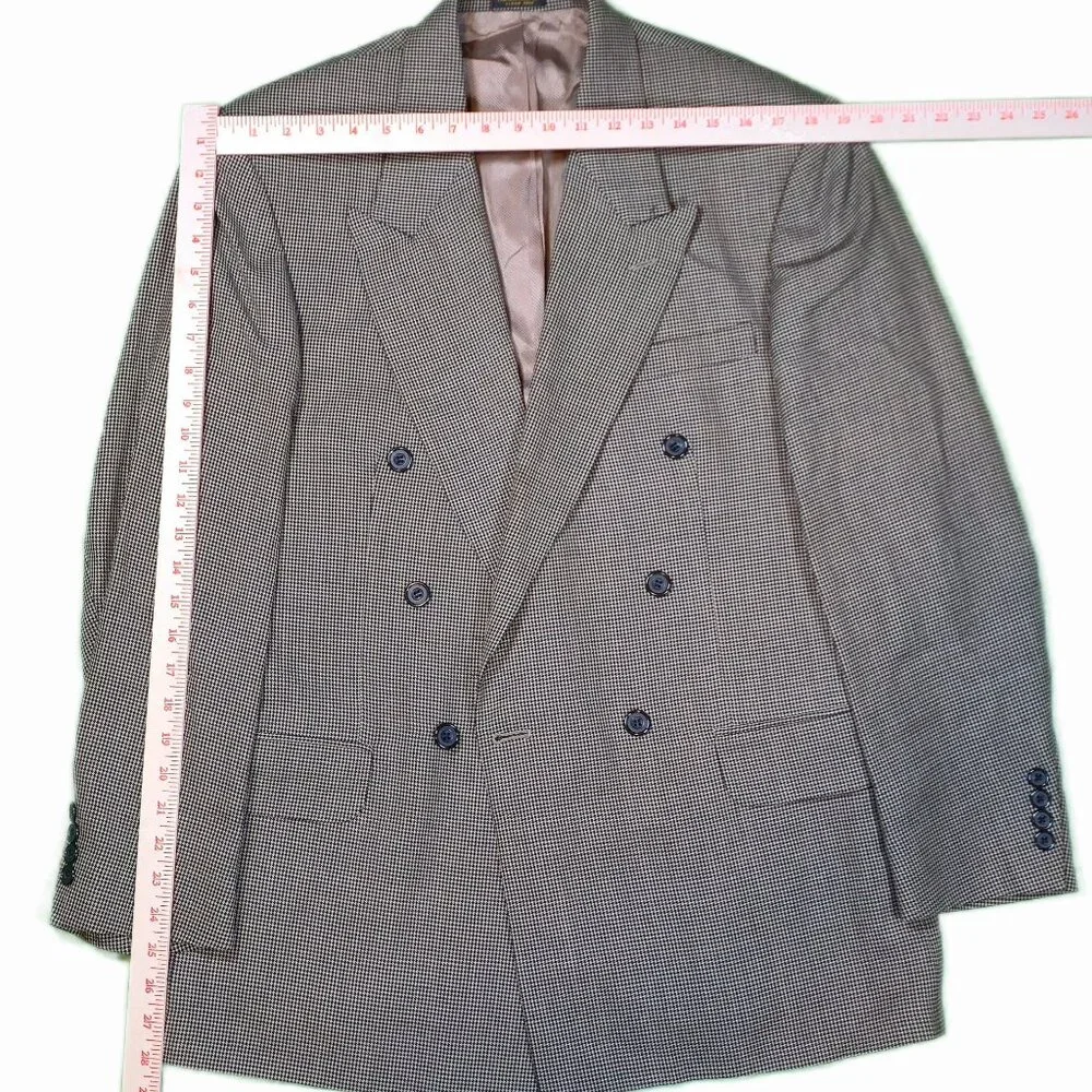 Oscar de la Renta Vintage Blazer‎ Double-Breasted Wool with Micro Weave Size 40R